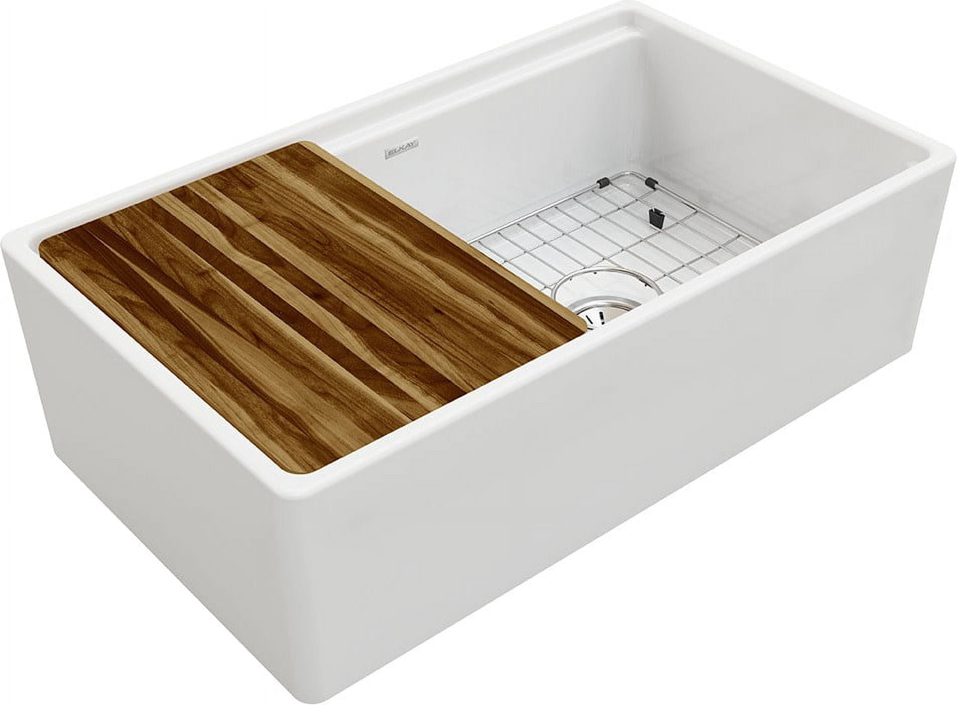 Elkay 33" White Fireclay Single Bowl Farmhouse Sink Kit