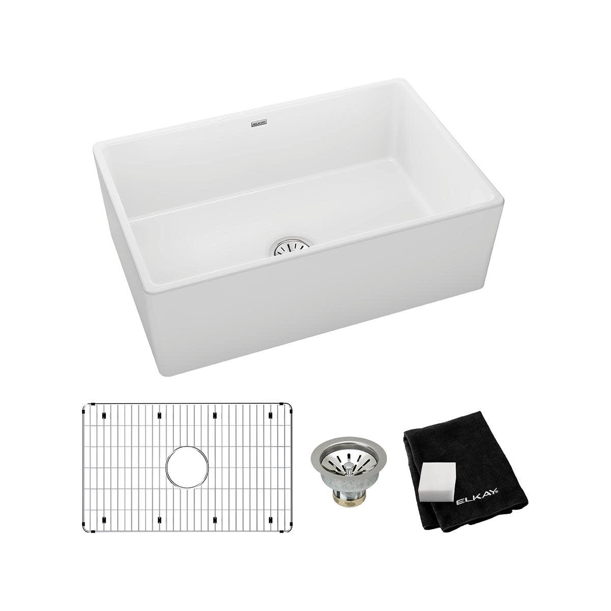 Elkay White Fireclay 30" Farmhouse Kitchen Sink