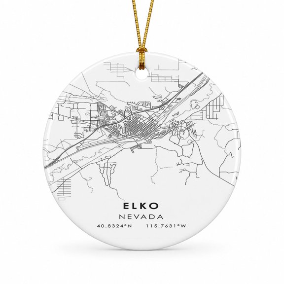 Elko Travel Map Ornament, Nevada Map Ornament, Travel Souvenir Keepsake Christmas Tree Ornament