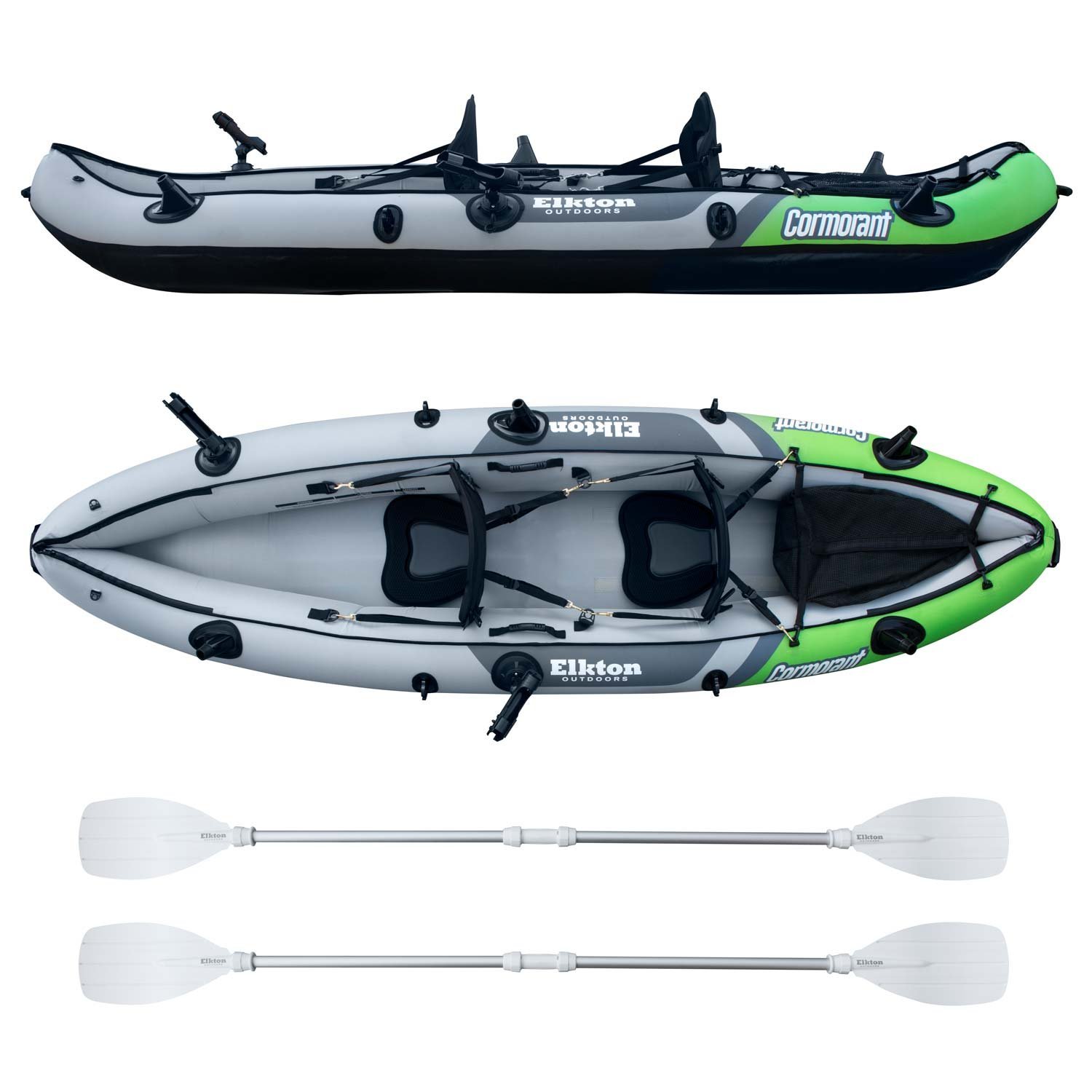 Elkton Outdoors Comorant 2 Person Kayak, 10 Foot Inflatable Fishing Kayak, Full Kit! - image 1 of 11