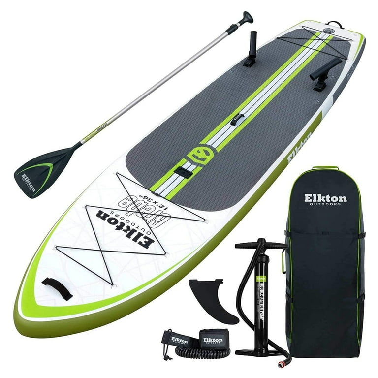 Elkton Outdoors Grebe 12' Inflatable Fishing Paddle Board With Non