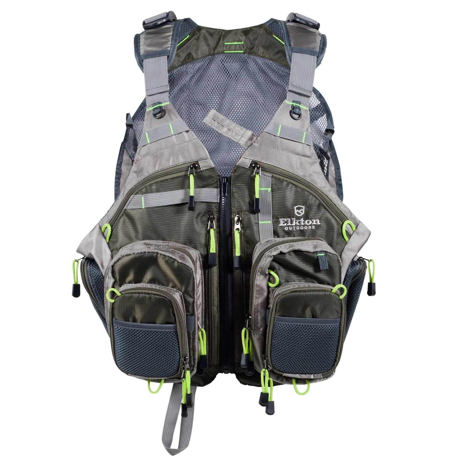 Elkton Outdoors Lightweight Fly Fishing Backpack Vest w/ MeshPockets