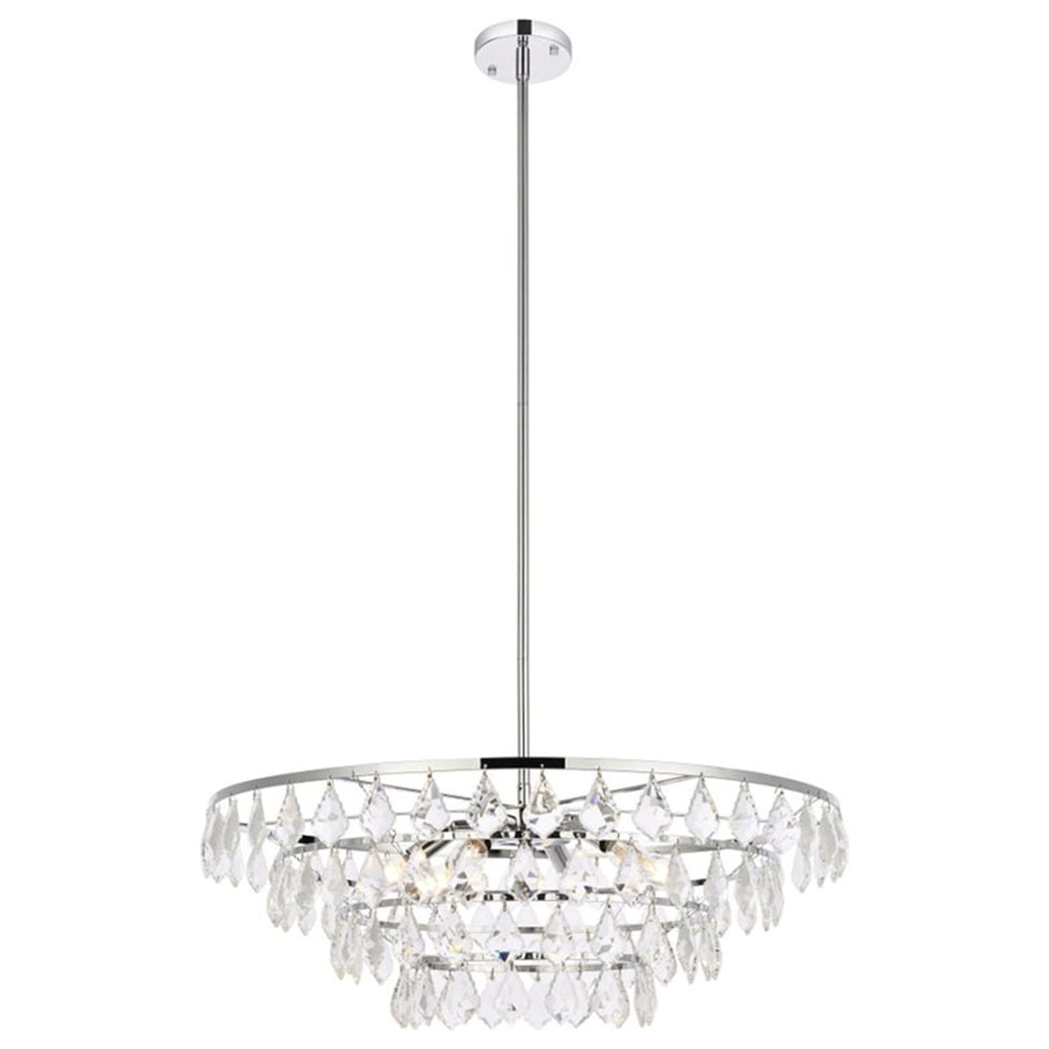 Ella 28-Inch Chrome Pendant with Crystal Accents