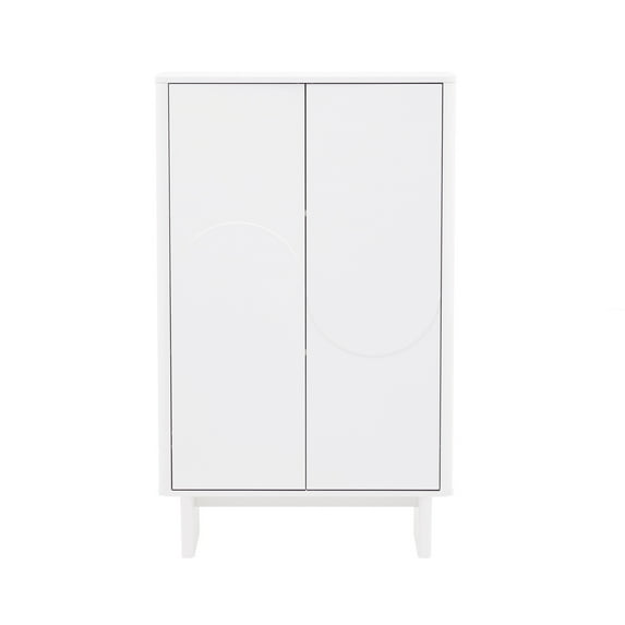 Ella 32 Inch White Accent Cabinet For Living Room Bedroom Dining Room Modern Storage With Soft Close Doors And Adjustable Shelves