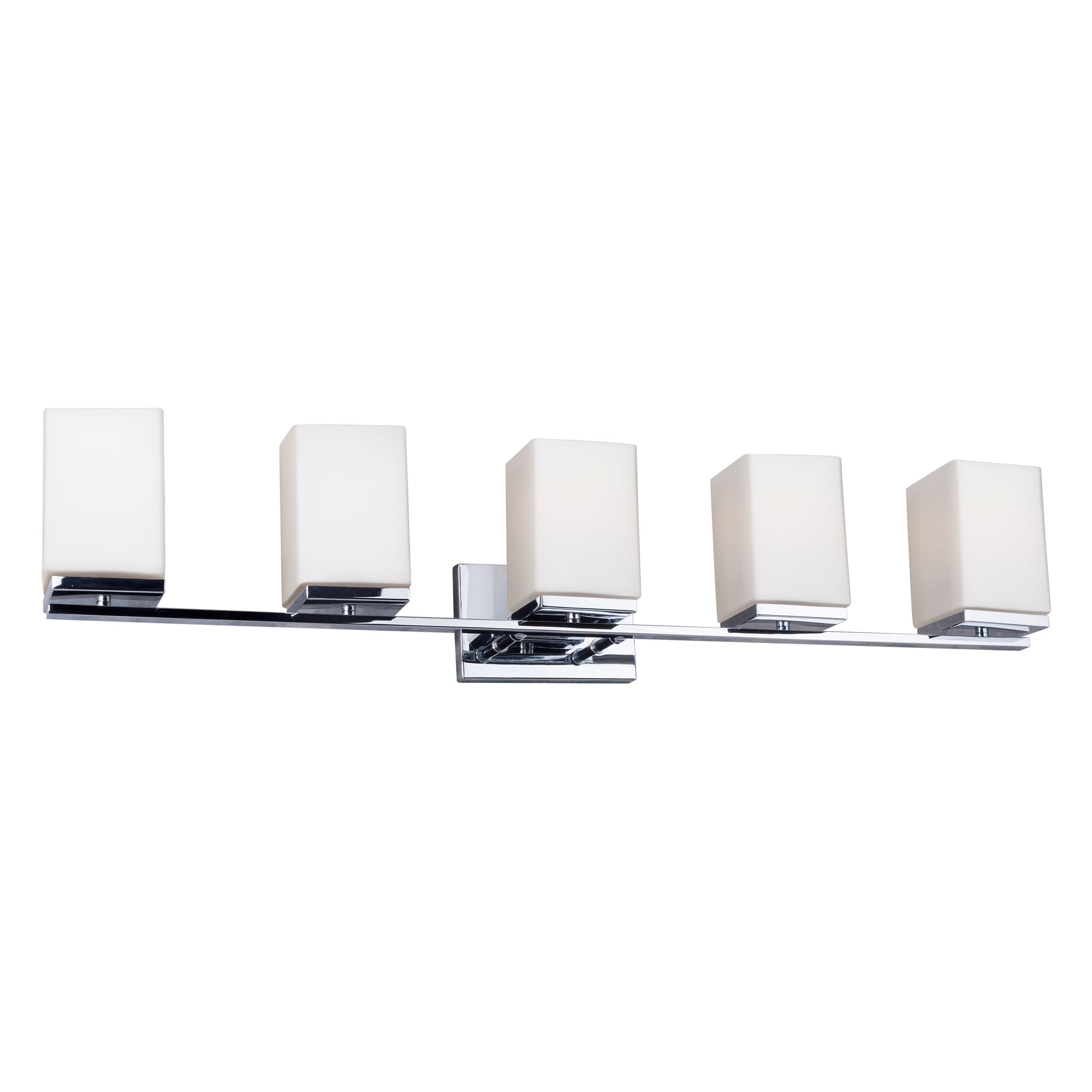 Ella 5-Light Chrome Bath Bracket with Square Satin Opal Glass - Walmart.com
