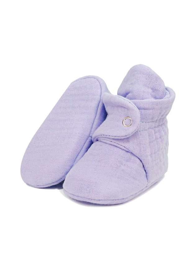 Muslin Stay On Baby Booties, Lilac, 18-24 Months