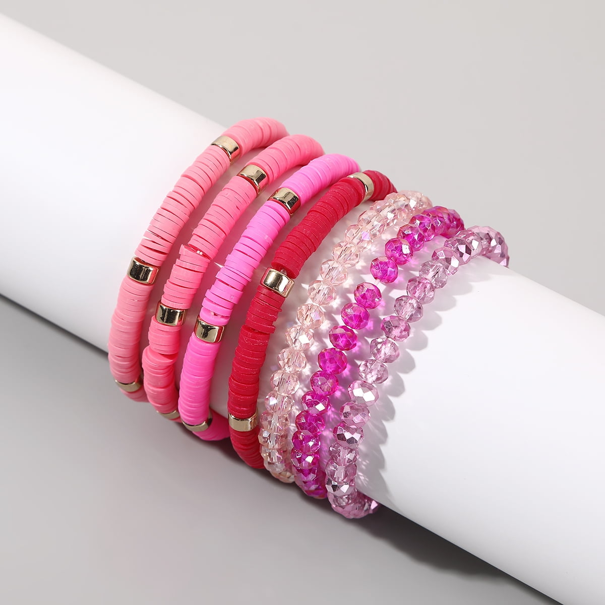 Ella Elly Plus Summer Stackable Beach Layering Pink Bead Bracelets Stretch Bracelets Set for Women Jewelry Walmart
