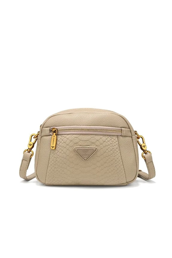 Women's Beige Crossbody Bag, Small Square Purse, Large Capacity Shoulder Bag, Multi-Pocket Satchel Handbag