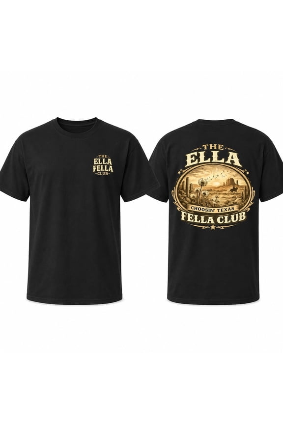 Ella Fella Club Western Desert Graphic T-Shirt, Unisex Classic Fit Tee