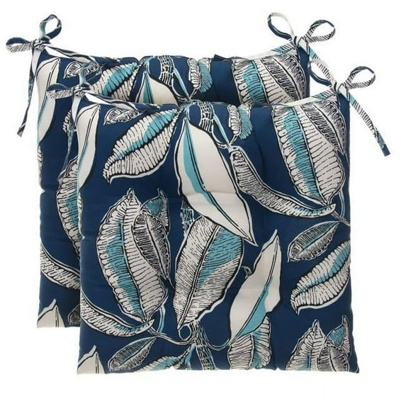 Ella Finley 70240 San Juan Indoor & Outdoor Reversible Tufted Square Chair Cushion, Navy - Pack of 2