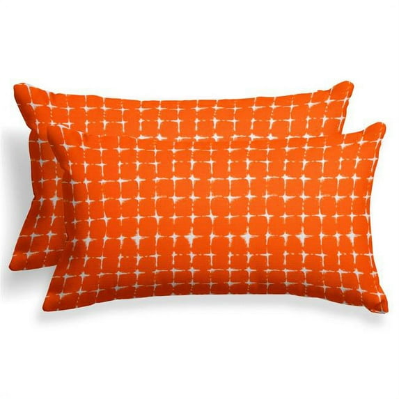 Ella Finley 70479 24 x16 in. Indoor & Outdoor Reversible Lumbar Pillow - Neptune Orange - Set of 2