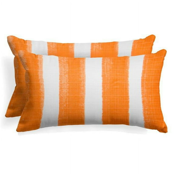 Ella Finley 70544 24 x16 in. Indoor & Outdoor Reversible Lumbar Pillow - Cabana Orange - Set of 2