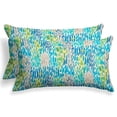 thumbnail image 1 of Ella Finley 70549 24 x 16 in. Indoor & Outdoor Reversible Lumbar Pillow - April Showers Blue - Set of 2, 1 of 4