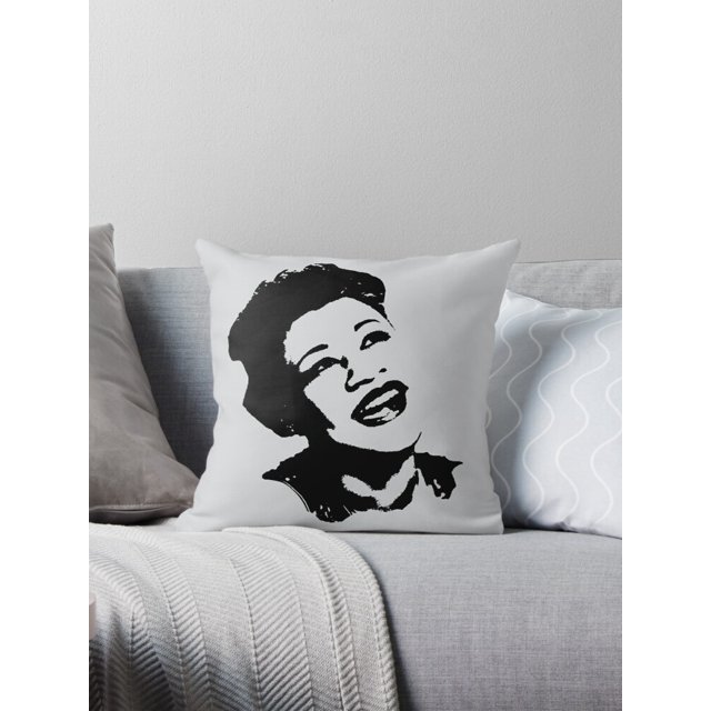 Ella Fitzgerald face Black and White Throw Pillow Covers Cases