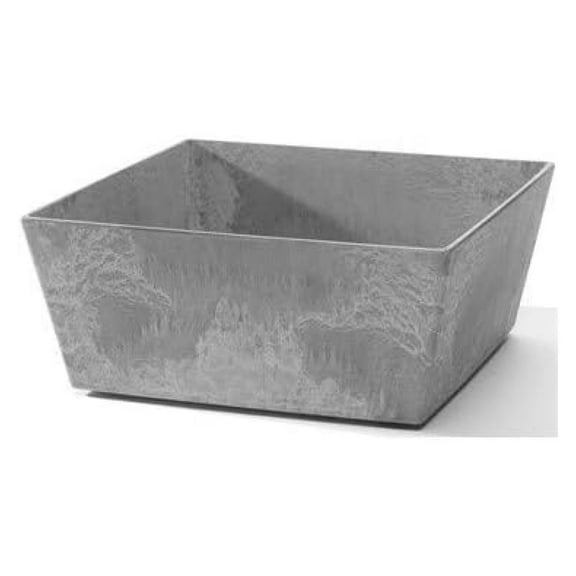 Ella Flower Box Planter - 10 Inch Square Grey Planters for Indoor/Outdoor Plants - Modern Artstone Design for Windowsills, Tabletops & Railings