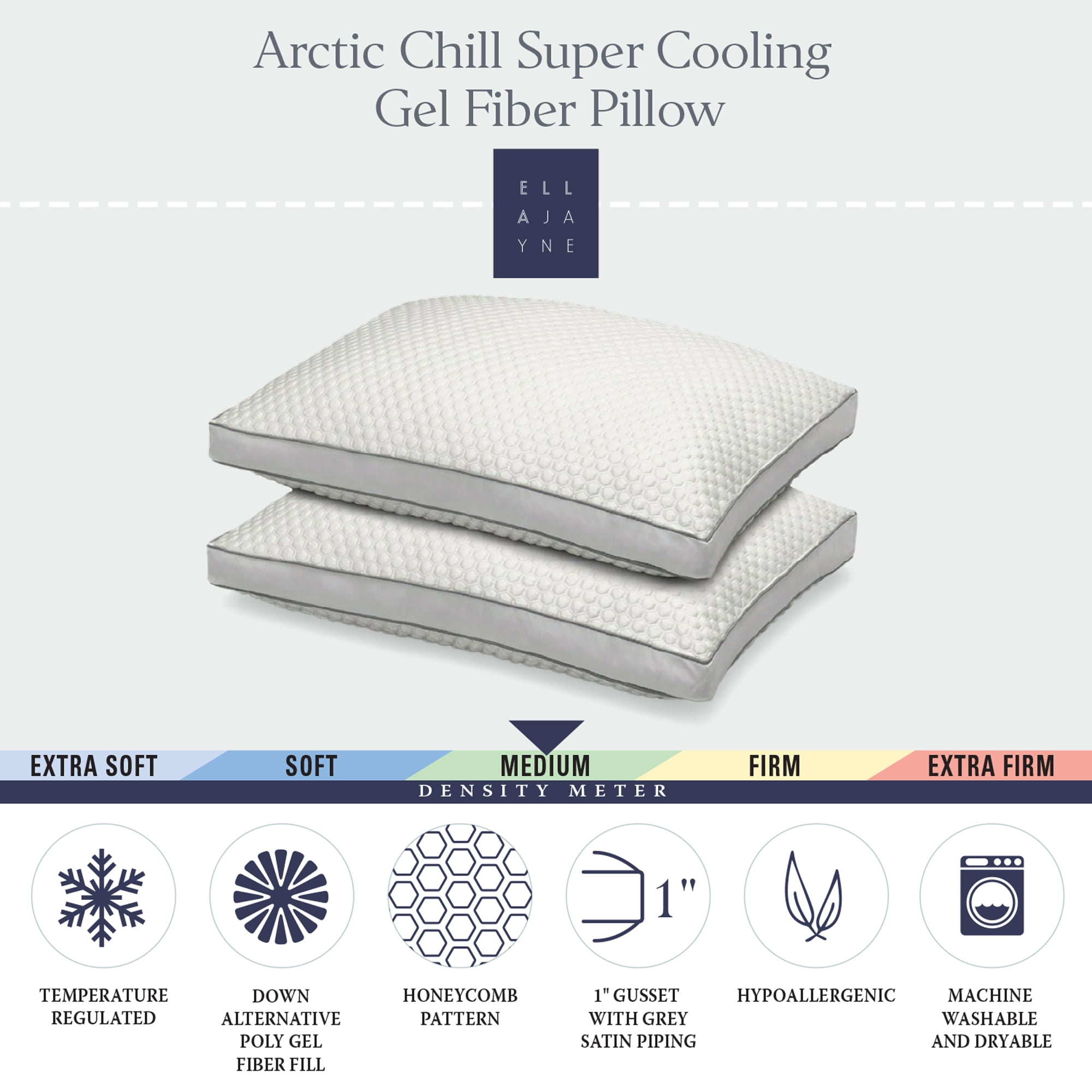 Standard/Queen White Arctic Chill Cooling Gel Fiber Pillow Set