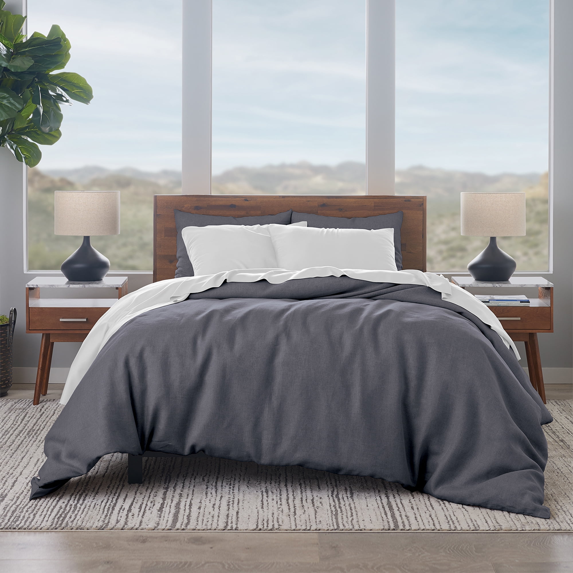 Charcoal Full/Queen Linen Cotton Duvet Cover Set