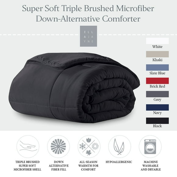 Ella Jayne Microfiber Down-Alternative Solid Color Comforter  -  Black  -  Twin