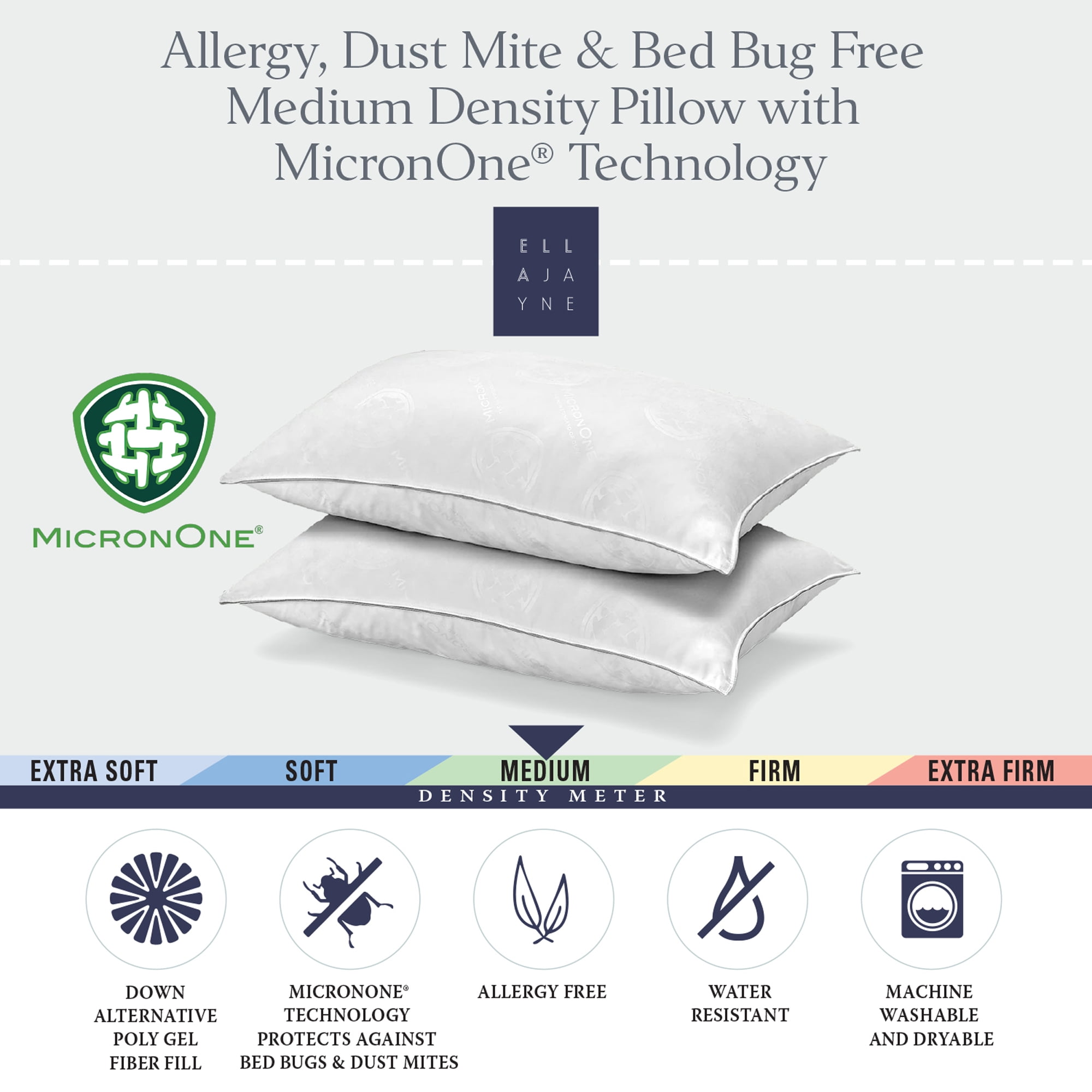 Standard Size White Hypoallergenic Polyester Pillow Set