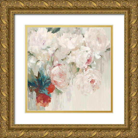 Ella K 15x15 Gold Ornate Wood Framed with Double Matting Museum Art Print Titled - Big Bouquette II