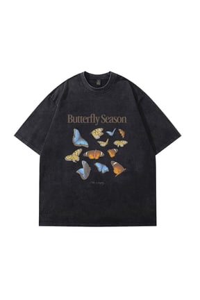 Ella Langley Merch Butterfly Season Vintage Washed Cotton Dirtyfit T-Shirt Oversized Black Graphic Y2K Tee