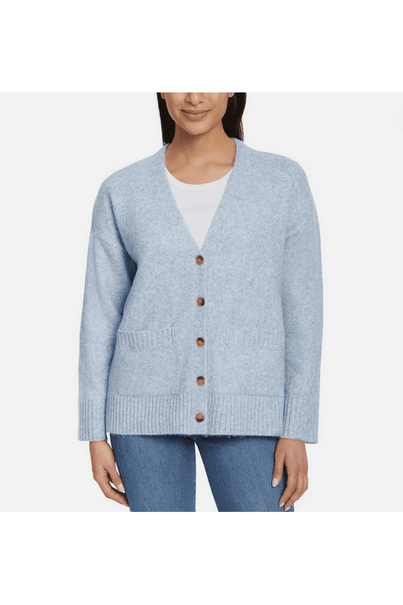 Ladies' Button Front Cardigan Blue Large