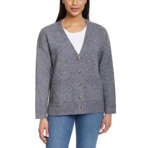 Ella Moss Ladies' Button Front Cardigan, Gray, L