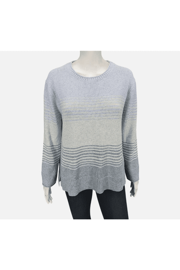 Women's Crew Neck Knit Pullover Sweater Blue Small