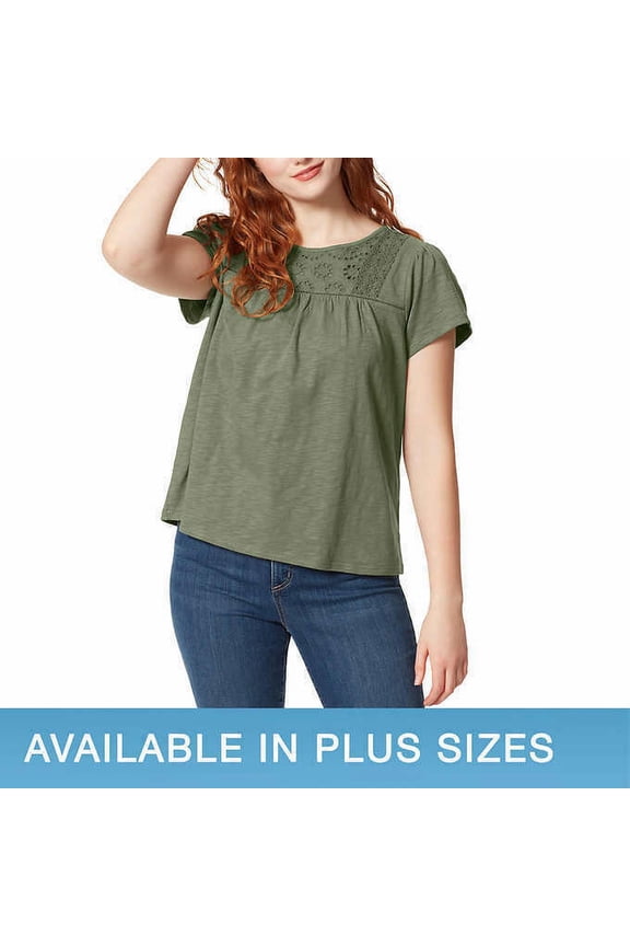 Ladies' Eyelet Knit Top (Olive, X-Small)