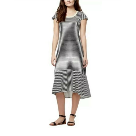 Ella Moss Short Sleeve Dress (Gardenia Stripe, XS)