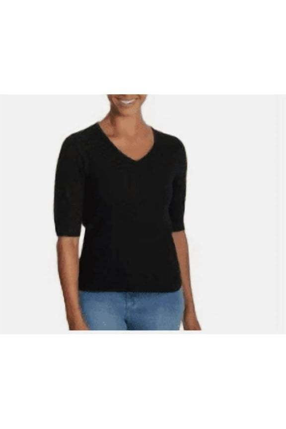 Women's Elbow Sleeve Sweater, Black Medium