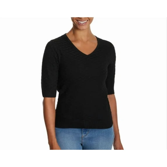 Ella Moss Women's Elbow Sleeve Sweater Black XXL