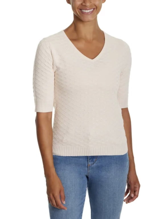 Women's Elbow Sleeve Sweater Size Medium (M = 8-10) Cream