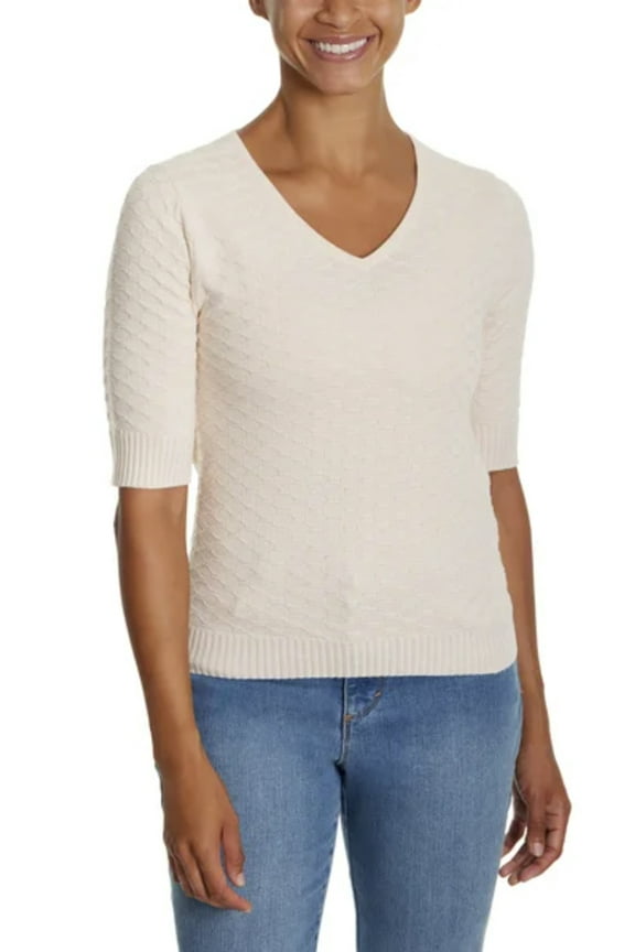 Women's Elbow Sleeve Sweater Size X-Large (XL = 16-18) Cream