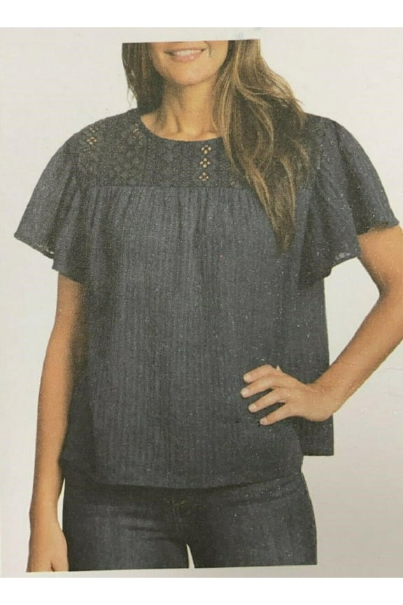 Women's Embroidered Blouse (Mood Indigo, Small)