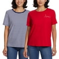 thumbnail image 1 of Ella Moss Women's Perfect Tee 2-pack (Mood Indigo/White Stripe & Red Tee, X-Small), 1 of 2
