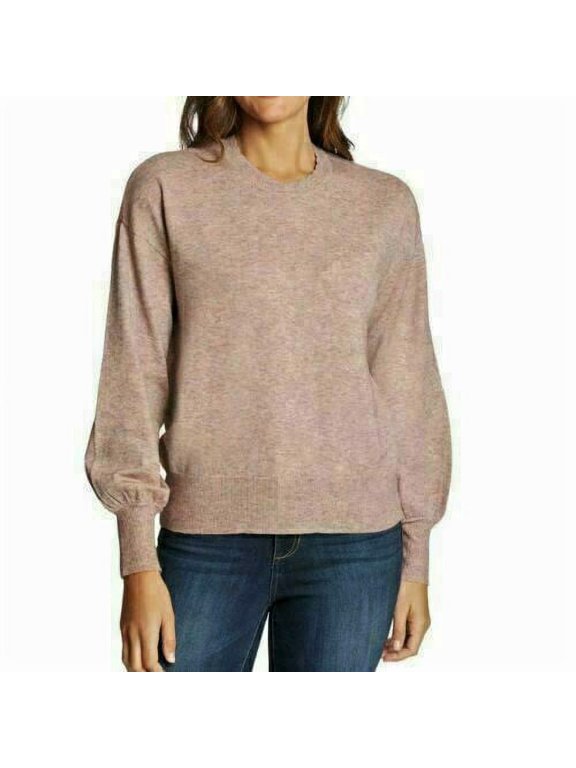 Women's Puff Sleeve Sweater, Cloud Pink Large