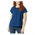 thumbnail image 1 of Ella Moss Women's Short Sleeve Embroider Soft Eyelet Shirt, Estate Blue XL, 1 of 1