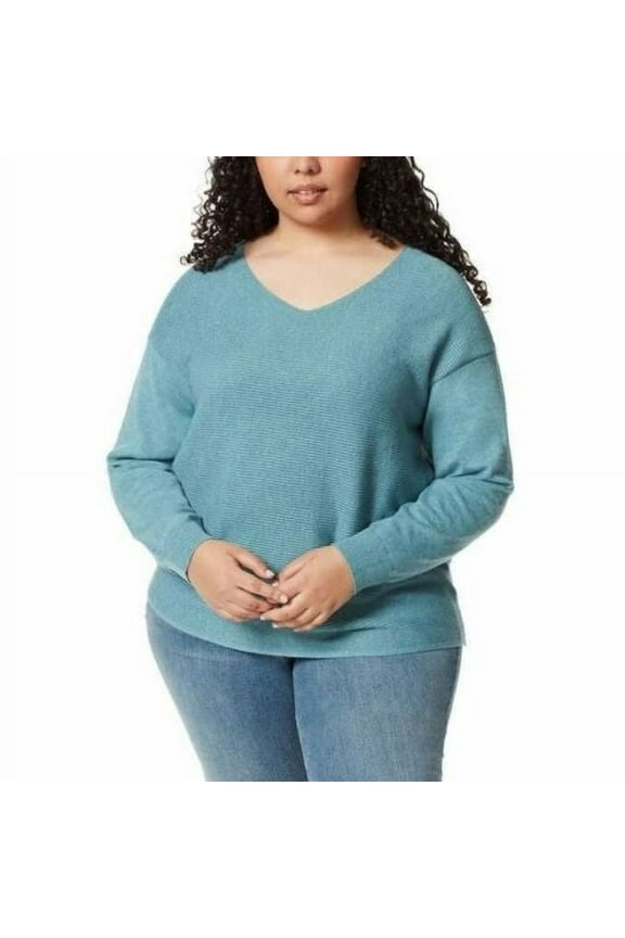 Women’s Soft Ribbed Knit V-Neck Pullover Sweater Top
