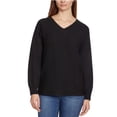 thumbnail image 1 of Ella Moss Women's Soft Ribbed Knit V-Neck Sweater-Black / M, 1 of 5