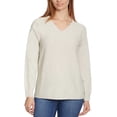thumbnail image 1 of Ella Moss Women's Soft Ribbed Knit V-Neck Sweater-Gray / XL, 1 of 5