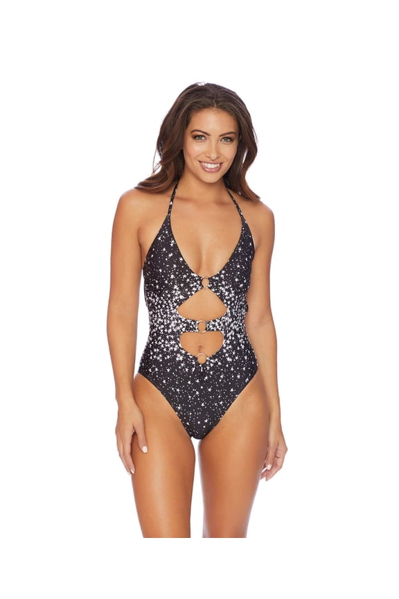 Women's Star Girl Halter One Piece Swimsuit, Black, Small