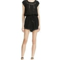 thumbnail image 1 of Ella Moss Womens Broderie Anglaise Romper Jumpsuit, Black, X-Small, 1 of 2