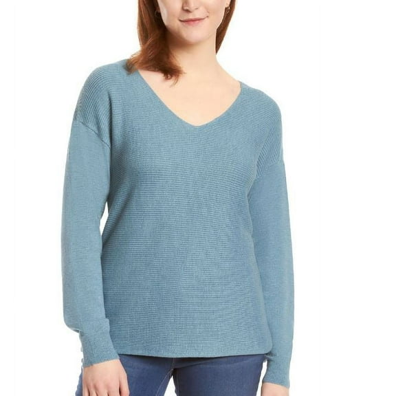 Ella Moss Womens Ribbed V-Neck Sweater;Medium