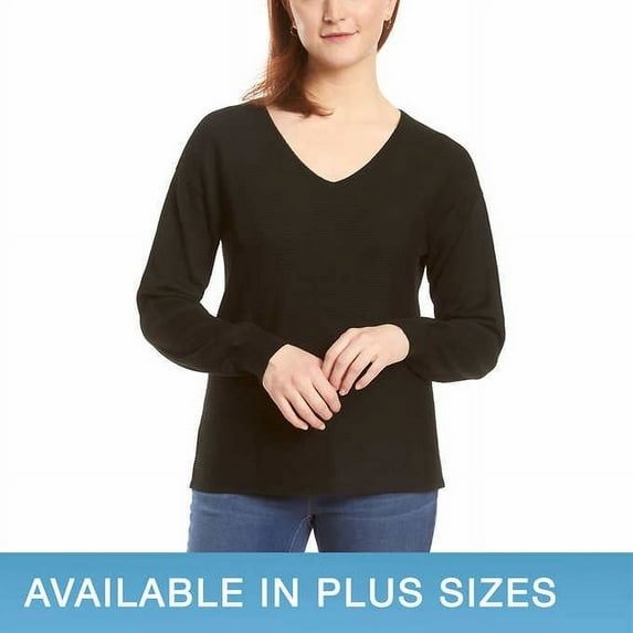Ella Moss Womens Ribbed V-Neck Sweater