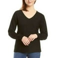 thumbnail image 1 of Ella Moss Womens Sweater V-Neck Long Sleeves Ribbed Soft Size: S, Color: Black, 1 of 3