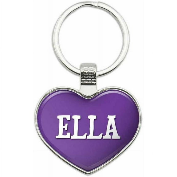 Ella - Names Female Metal Heart Keychain Key Chain Ring, Purple
