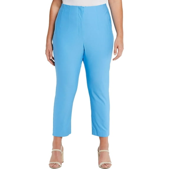 Ella Rafaella Womens Plus High Rise Ankle Straight Leg Pants