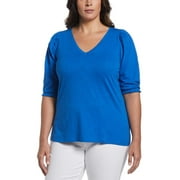 Ella Rafaella Womens Plus Organic Cotton Slub Pullover Top