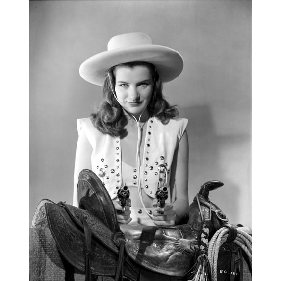 Ella Raines Seated in Cowgirl Attire Photo Print (8 x 10)